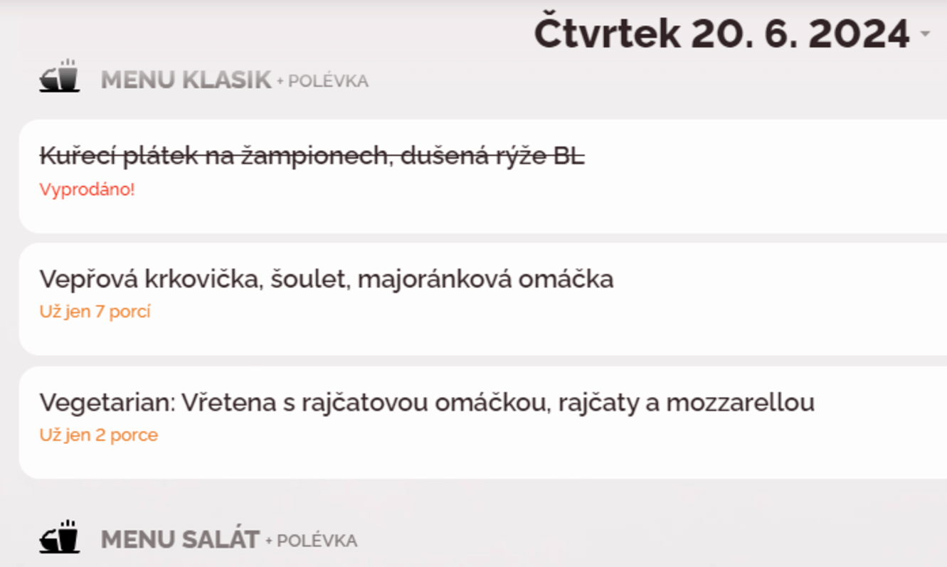 Omezení náporu na kuchyň
